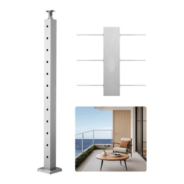 VEVOR Κολόνα Κάγκελου με Προ-Τρυπημένες Οπές 42x2x2 Ίντσες 1JZLGZXYS1061EF8W001V0