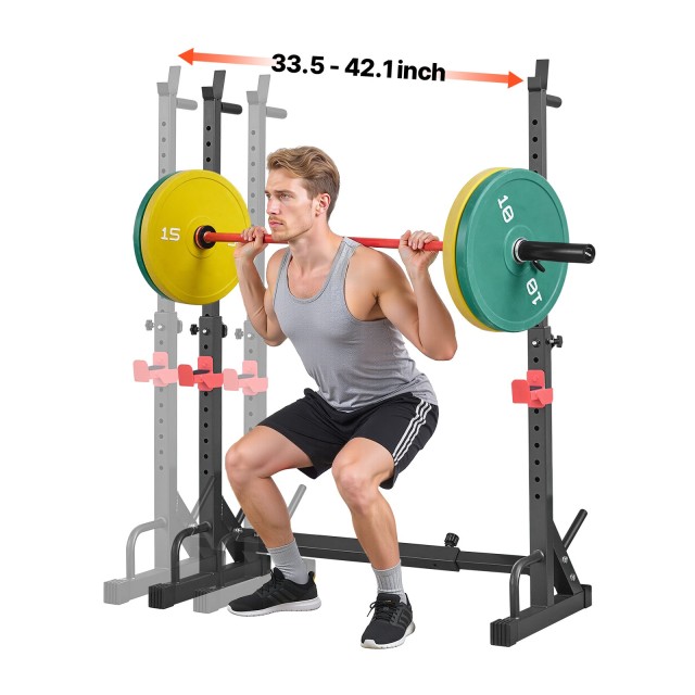 VEVOR Κλωβός Δύναμης - Ράφι για Καταδύσεις, Ρυθμιζόμενο Ύψος & Πλάτος, Οικιακός Εξοπλισμός Γυμναστικής με Αποθηκευτικούς Χώρους Μοχλών & J-Hooks XXKSDJKDJKD0FIQT0001V0