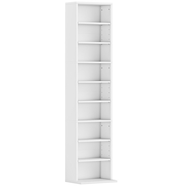 HOMCOM Ράφι αποθήκευσης CD με 6 Ρυθμιζόμενα Ράφια, Χωρητικότητα 260 CD/120 DVD, 33x24x140 cm, Λευκό 836-596V00WT