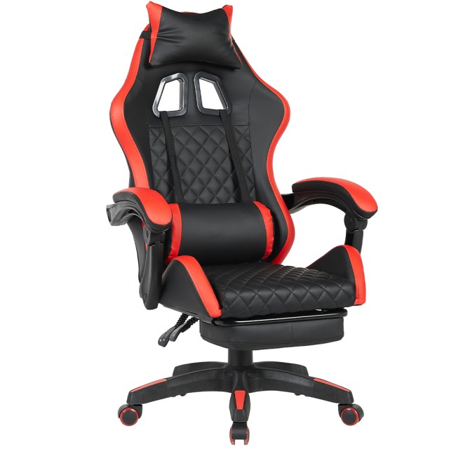BAKAJI Κόκκινη Καρέκλα Gaming Γραφείου με Υποπόδιο Εργονομική και Ρυθμιζόμενη Καθιστή Θέση 02842865