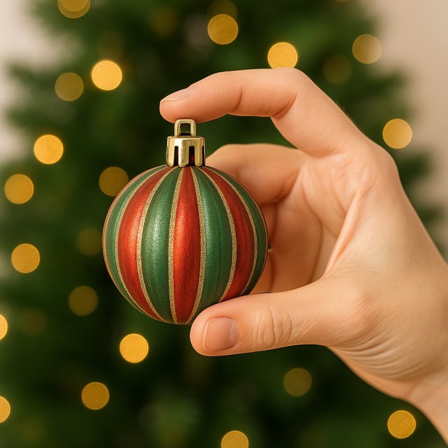 BAKAJI Σετ 16 Χριστουγεννιάτικες Μπάλες Για Δέντρο Κόκκινες και Πράσινες Διαμέτρου 8cm 02842856