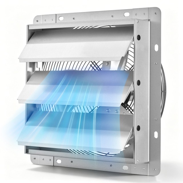 VEVOR Ανεμιστήρας Εξαγωγής Τοίχου 312 mm, 1250 CFM, με Αυτόματα Πτερύγια, Ατσάλινο Σώμα, AC Μοτέρ, Ασημί BYCSPQSOZKACA6AYF001V2