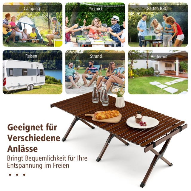 Costway Πτυσσόμενο Τραπέζι Κάμπινγκ από Μπαμπού για Εξωτερικές Δραστηριότητες NP10787CF