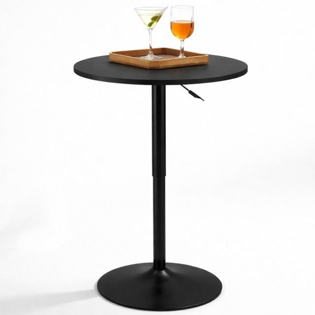 BAKAJI Μαύρο Περιστρεφόμενο Μπαρ Τραπέζι Ø60cm με Ρυθμιζόμενο Ύψος για Μπαρ και Εστιατόρια 02001958