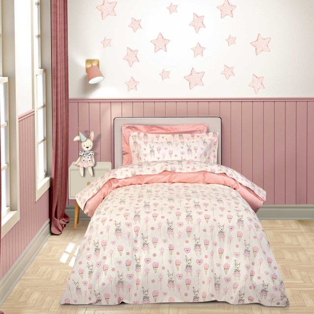 GREENWICH POLO CLUB Σετ 3τμχ Σεντόνια 170x240cm Μονά Βαμβακερά Ivory - Pink  202109108859