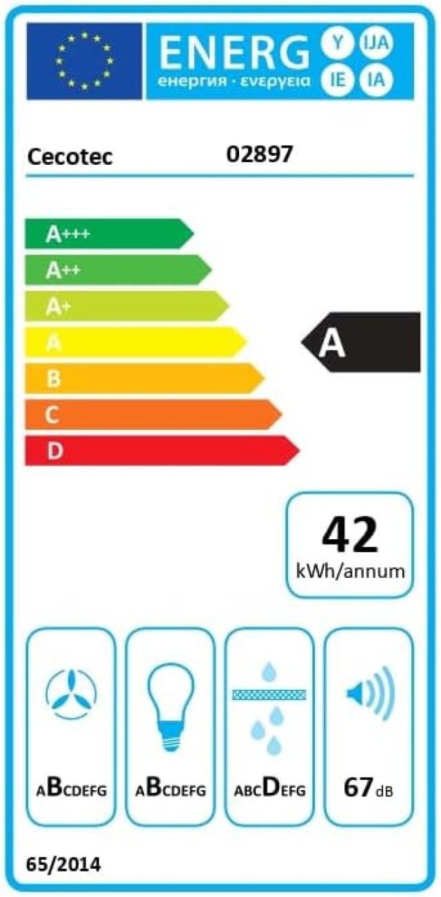 Απορροφητήρας Καμινάδα 90cm Bolero Flux DT 90650 650m³/h Μαύρο CEC-02897 Cecotec