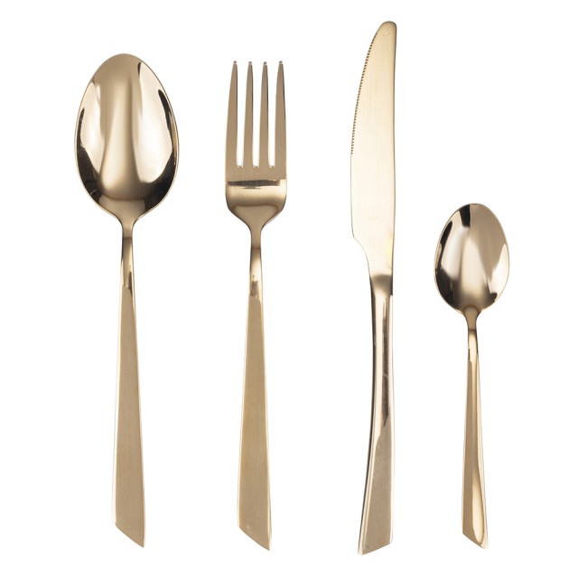 Villa dEste Home Σετ 24 Γυαλιστερά Χρυσά Μαχαιροπίρουνα από Ανοξείδωτο Ατσάλι Cut 5911923