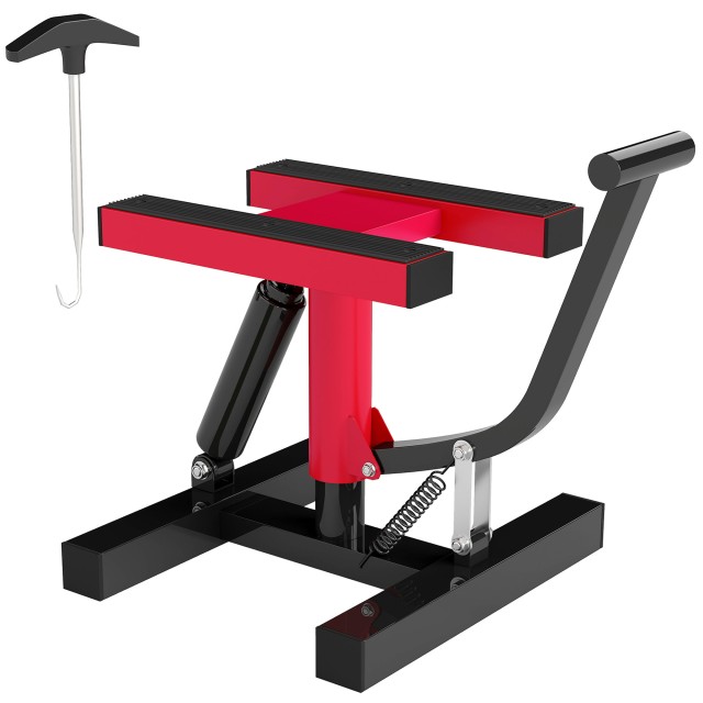 HOMCOM Ανυψωτικό Σταντ Ατσάλινο 150kg, Ρυθμιζόμενο Ύψος, Αντιολισθητική Επιφάνεια, Κόκκινο C30-047V00RD