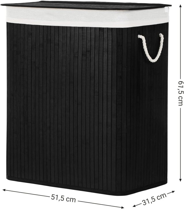 Καλάθι Απλύτων SONGMICS με Καπάκι, 100L, Μαύρο LCB64BK