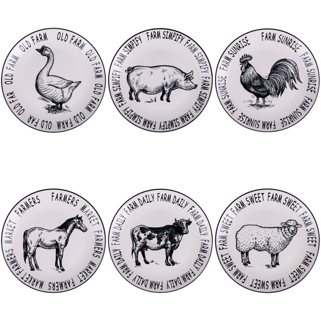 Villa DEste  Σετ 6τμχ Επίπεδο πιάτο 27 cm από πορσελάνη Farm 5922893