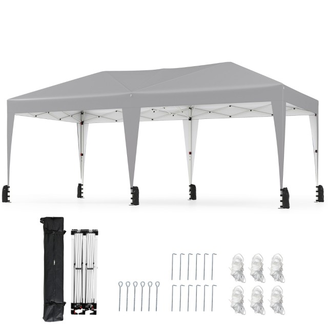 Costway 3x6 m Ανθεκτικό Pop-up Pavilion με Ειδική Τσάντα και UV Προστασία 50+ - Γκρι NP12562GR