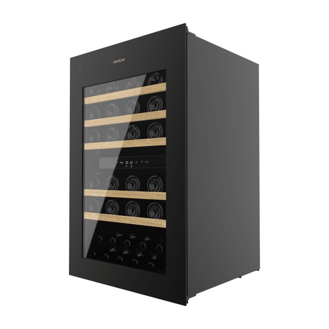 Cecotec Συντηρητής Κρασιών Bolero GrandSommelier Duo 57000 Touch Black  με Διπλή Ζώνη, Συμπιεστή, Χωρητικότητα 57 Φιάλες, 5 Ξύλινα Ράφια, LED Φωτισμό και Αθόρυβη Λειτουργία