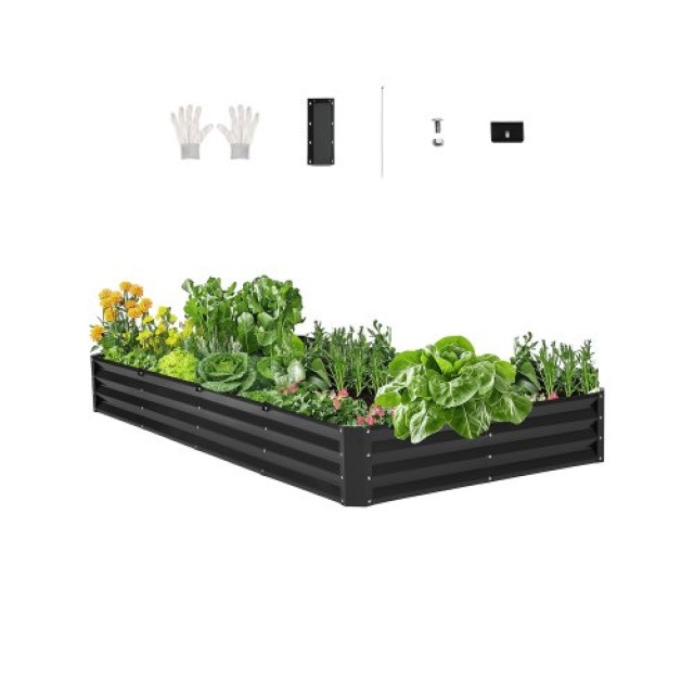 VEVOR Μεταλλικό Υπερυψωμένο Κρεβάτι Κήπου 8x4x1 ft Γαλβανισμένο Σκούρο Γκρι JSFXZZC841FT6MVQ8V0