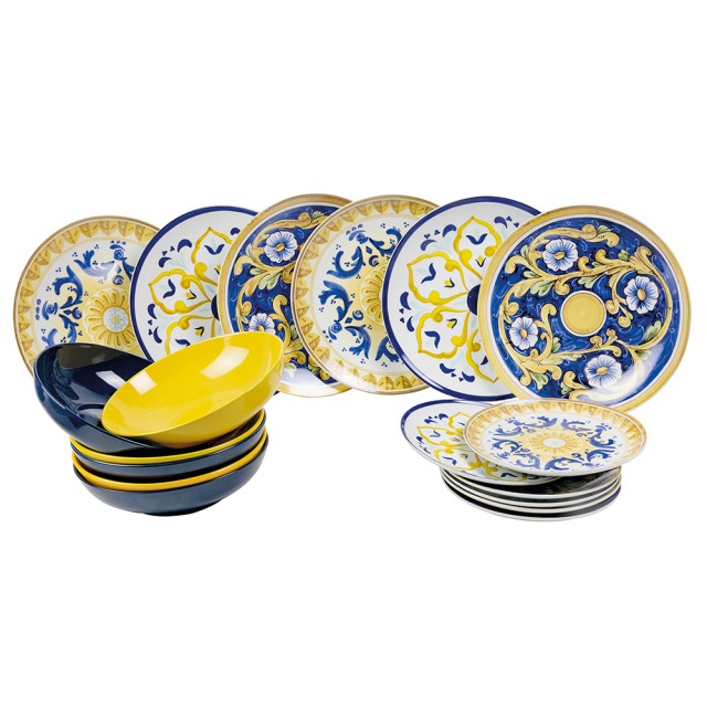 Villa DEste  Σετ πιάτων 18 τεμαχίων από πορσελάνη και πέτρα για 6 θέσεις τραπεζιού, διαφορετικά Sicilia 5918183