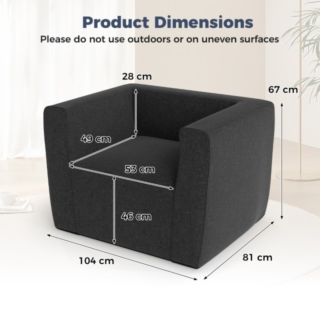 Costway Φορητός Φουσκωτός Καναπές με Αποσπώμενο Κάλυμμα και Φαρδιούς Βραχίονες - Γκρι HV10820GR