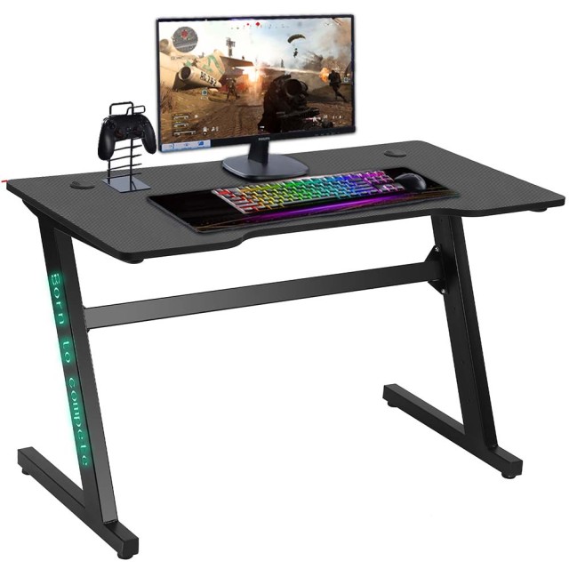 BAKAJI  Γραφείο Gaming για Υπολογιστή με Φώτα LED RGB και Mouse Pad 80x30  02012217
