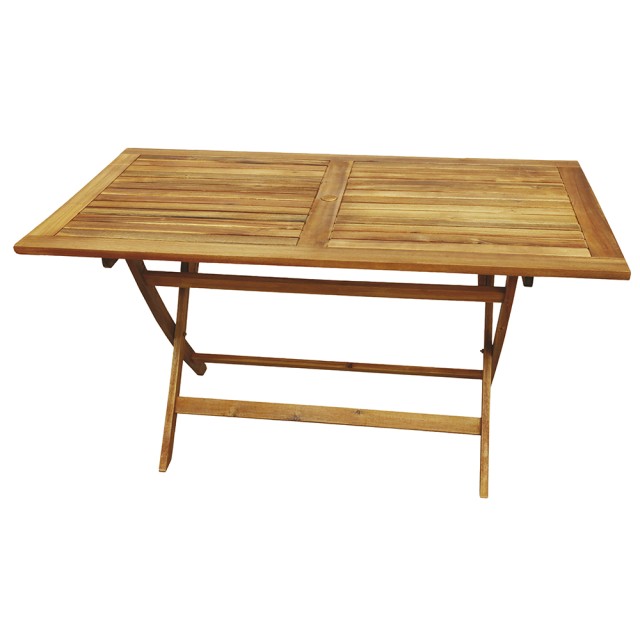 Galileo Ορθογώνιο τραπέζι 140x80x74 cm από ακακία, αναδιπλούμενο με κεντρική τρύπα για ομπρέλα Bali Est 2179176