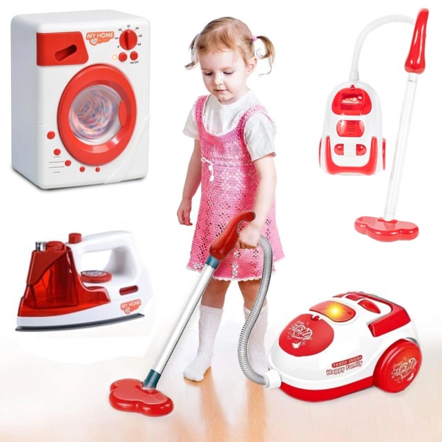 BAKAJI Ηλεκτρικές Συσκευές Παιχνίδια για Παιδιά Σιδερώστρα Πλυντήριο Σκούπα 02842775