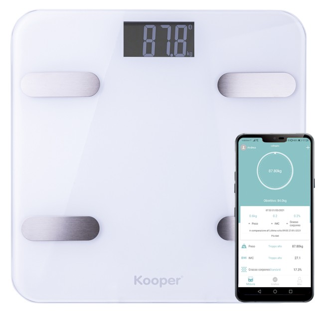Kooper Ζυγαριά μπάνιου από γυαλί με ανάλυση σώματος, σύνδεση σε συσκευές Android και iOS Kooper 2196591