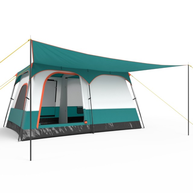 Costway Οικογενειακή Σκηνή Camping με 2 Δωμάτια και Βεράντα, Αδιάβροχη με Εξαιρετικό Αερισμό και Εύκολη Συναρμολόγηση NP12016GN-M