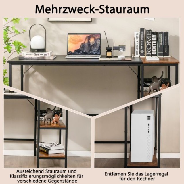 Γραφείο Υπολογιστή με 2 Ράφια COSTWAY CB10417DK