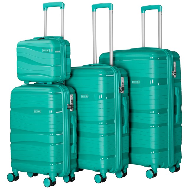 PROVITERA Σετ 4 Σκληρές Βαλίτσες από Πολυπροπυλένιο σε Πράσινο Χρώμα με Τηλεσκοπική Λαβή 02002152