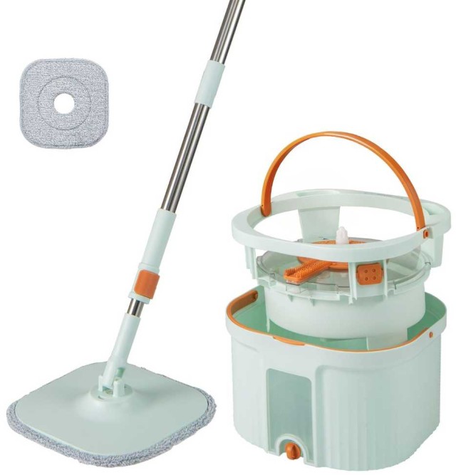 Costway Σετ Σφουγγαρίστρας και Κουβά με Διαχωρισμό Καθαρού/Βρώμικου Νερού 31x31.5x19εκ. CL12072GN