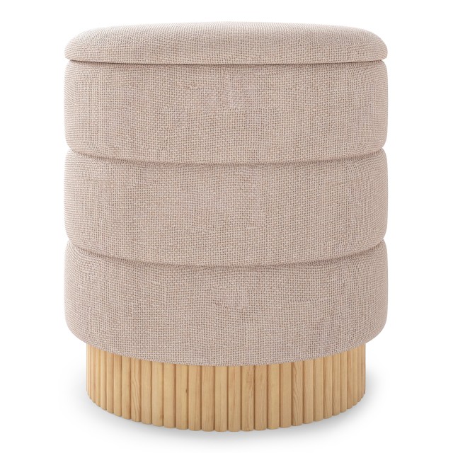 Costway Στρογγυλό Σκαμπό με Αποθηκευτικό Χώρο από Chenille, Αφαιρούμενο Καπάκι, Μπεζ, 355L 46 x 43 x 43 εκ. JV12934MS