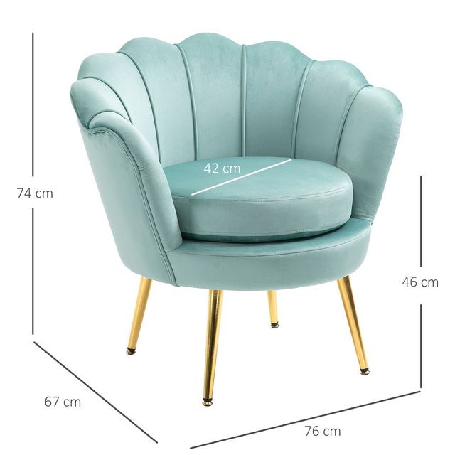 Πολυθρόνα HOMCOM Vintage Velvet Effect με ψηλή πλάτη, 76x67x74cm, γαλάζιο 839-012