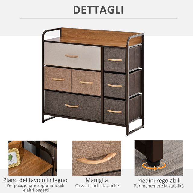 HOMCOM Συρταριέρα με 7 συρτάρια σε ύφασμα, 80x29x78,5cm, Ξύλο 831-406