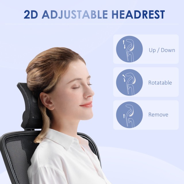 Εργονομική καρέκλα γραφείου Vinsetto με ρυθμιζόμενο ύψος, οσφυϊκή υποστήριξη και προσκέφαλο, 66x61x106-116cm Μαύρο 921-404V01BK