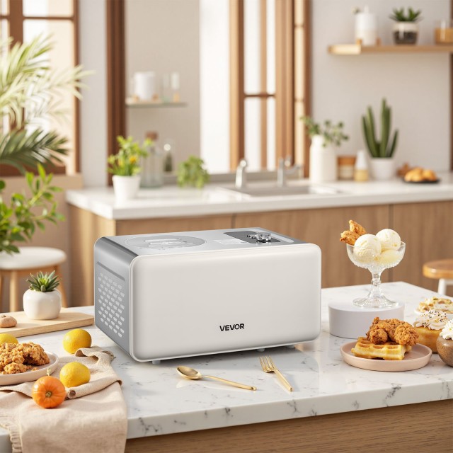 VEVOR Αυτόματος Κατασκευαστής Παγωτού 2 Λίτρων με Ενσωματωμένο Συμπιεστή Χωρίς Προκατάψυξη JYYSJSBQLJ2KPSVQV001V2