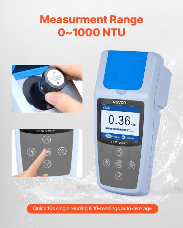 VEVOR Φορητό Νεφελόμετρο 0–1000 NTU Συμβατό με ISO 7027 BXSZDJHG0100JMZ4J001V9