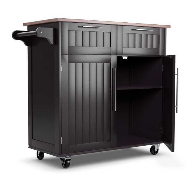 Costway Κουζινοκαρότσι με Συρτάρια και Ντουλάπια 94 x 45,5 x 94,5 cm Καφέ HW55461CF