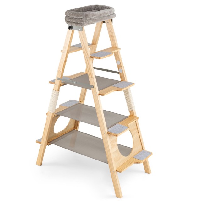 Costway Πτυσσόμενο Δέντρο Γάτας με Σχιστόλιθο & Μαλακό Κρεβάτι PV10404GR