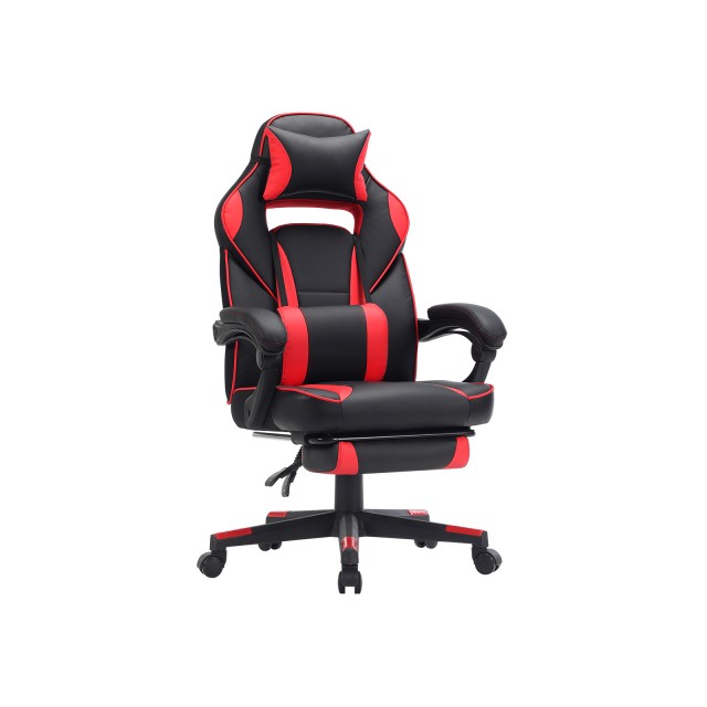 SONGMICS Καρέκλα Gaming Racing με Υποπόδιο, Μαύρο και Κόκκινο OBG73BRV1 