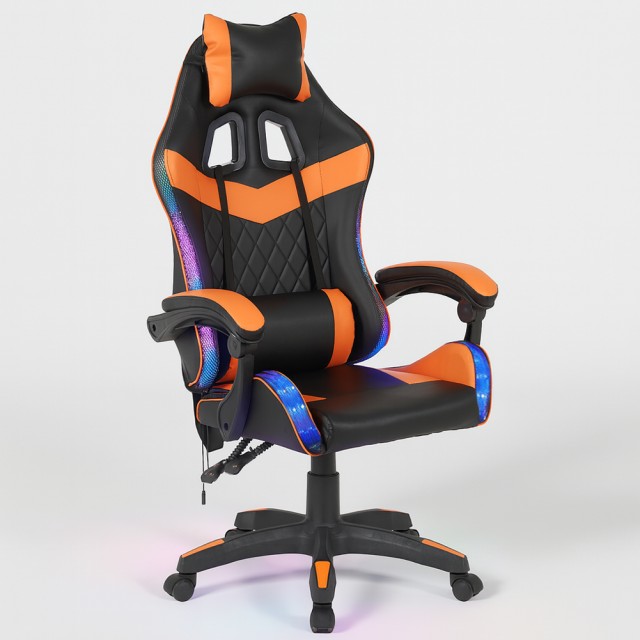 Shally Dogan Πορτοκαλί και Μαύρη Gaming Καρέκλα Γραφείου με Led RGB, Ρυθμιζόμενο Ύψος 106-116cm 02842670