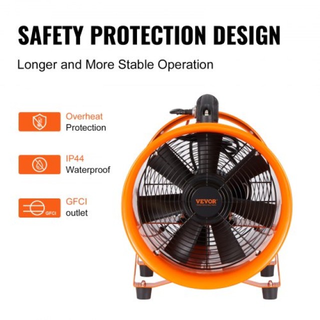 Φορητός Ανεμιστήρας VEVOR 304.8mm με Σωλήνα 5m, 365W, 2574CFM  SSGS350W512INS906V2