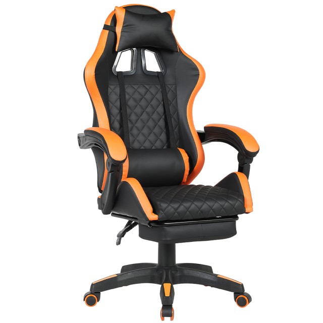 BAKAJI Πορτοκαλί Καρέκλα Γραφείου Gaming με Υποπόδιο, Εργονομική και Ρυθμιζόμενη Καθιστική Θέση 02842866