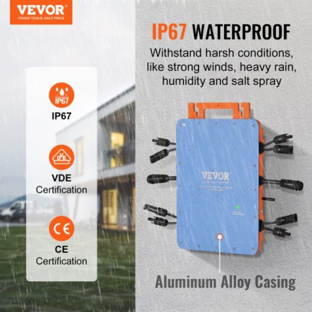 VEVOR Ηλιακός Μικρομετατροπέας Δικτύου 1200W Αδιάβροχος IP67 με APP WIFI  IP67WXBWNBQ1T6BL4V2