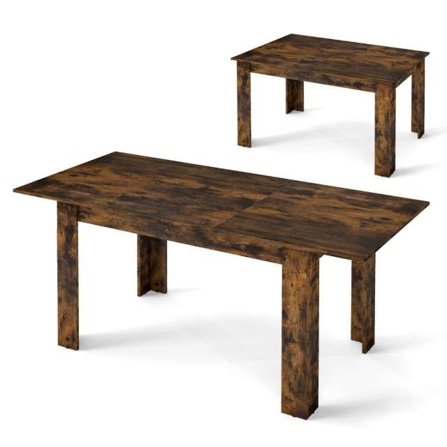 Costway Επεκτεινόμενο Τραπέζι Φαγητού για 4-6 Άτομα έως 110 kg – Τραπέζι Κουζίνας & Τραπεζαρίας Στυλ Εξοχής, Ρουστίκ Καφέ, 76 x 158 x 70 cm KC57827CF