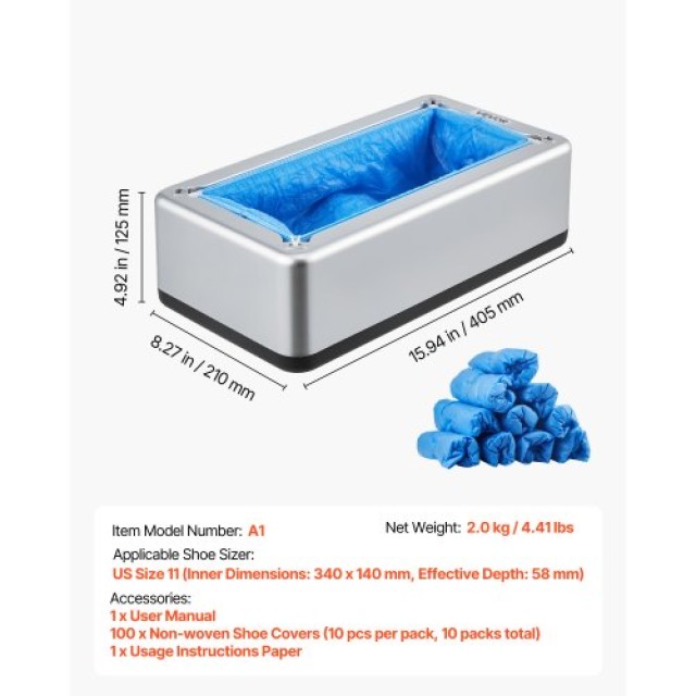 VEVOR Διανομέας Καλυμμάτων Παπουτσιών με 100 Πλαστικά Καλύμματα (Μέγεθος έως US 11) SDXTJYCXXTMB0GXXD001V0