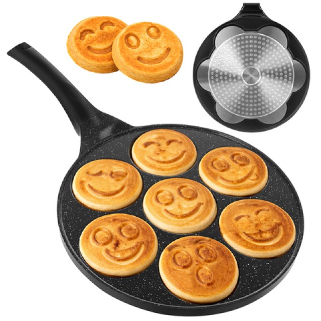 Ruhhy Αντικολλητικό Τηγάνι για Pancakes & Αυγά 26,5cm, 7 Θέσεων, για Επαγωγική/Γκαζιού/Ηλεκτρική/Κεραμική Εστία 27273