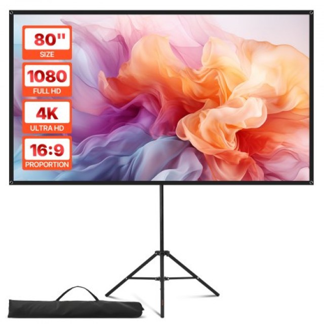 VEVOR Οθόνη Προβολέα με Τρίποδο 80 160° 4K HD 16:9 ZJSTYPMEKSJZ80OE1001V0