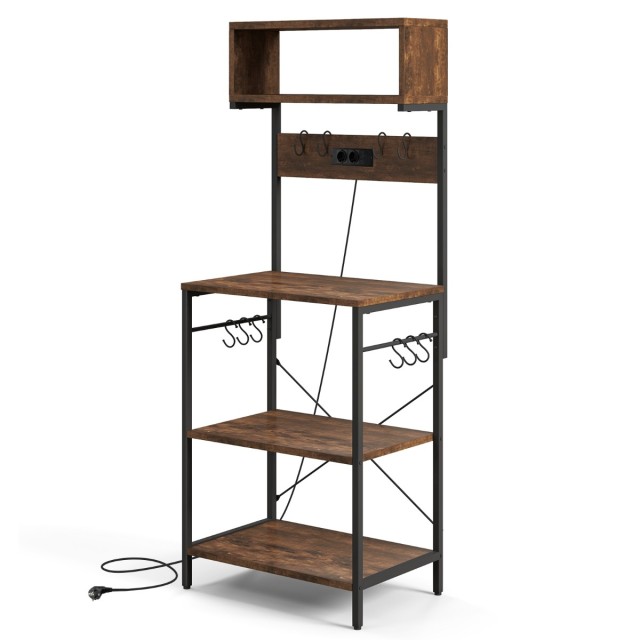 Costway Πολυλειτουργική Μεταλλική Ραφιέρα Κουζίνας με Ηλεκτρική Παροχή  JZ10402DE-CF