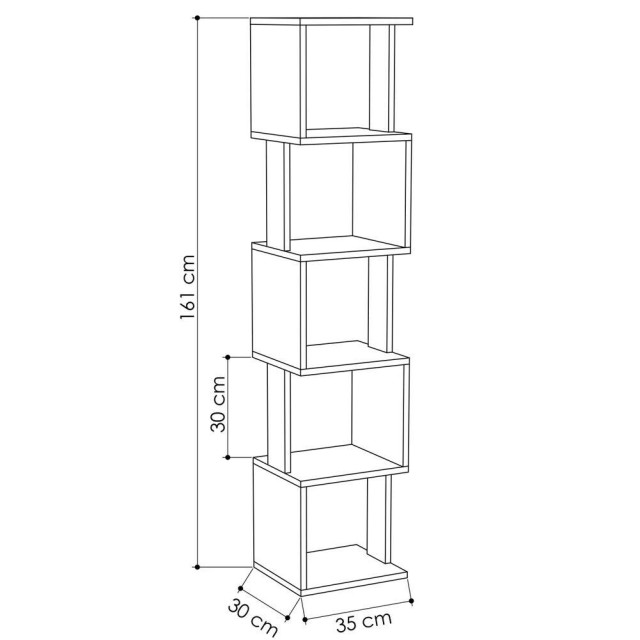 BAKAJI Μοντέρνα Βιβλιοθήκη Ραφιέρα 5 Ραφιών 161x35x30εκ Γραφείου Δρυς 02813697