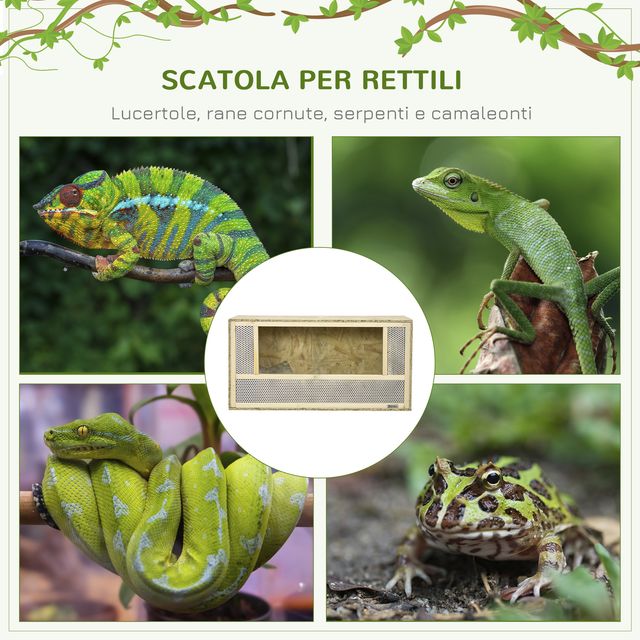 Ξύλινο Ενυδρείο για Ερπετά / Terrarium  με Συρόμενες Γυάλινες Πόρτες και Δικτυωτά Πάνελ 40x80x40cm  D40-027V00ND PawHut