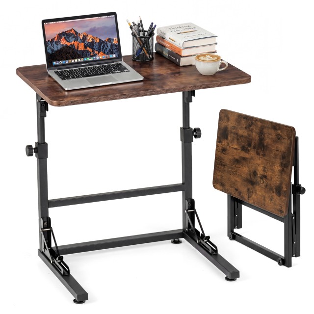 Costway Ρυθμιζόμενο σε ύψος πτυσσόμενο τραπεζάκι κρεβατιού σε σχήμα C για λάπτοπ και νοσηλεία, 51-66 x 59,5 x 39 cm JV14018CF