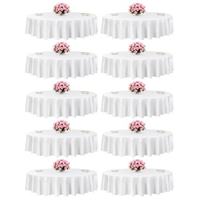 VEVOR Σετ 10 Λευκά Στρογγυλά Τραπεζομάντηλα 90 ιντσών DLZB90YCBS10H4KP5001V0