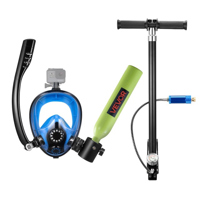 VEVOR Μίνι Σκούμπα Μάσκα 0.5L Φορητή Φιάλη Κατάδυσης για Υποβρύχια Αναπνοή, Επαναχρησιμοποιούμενος Κύλινδρος έως 10 Λεπτά Κατάδυσης, Μπουκάλι Έκτακτης Ανάγκης με Αντλία για Καταδύσεις QSYQP05L1GYQ35SI2001V0
